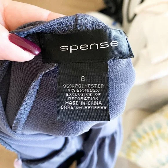 Spense gray maxi halter jeweled sleeveless dress size 8 stretchy - Picture 8 of 8